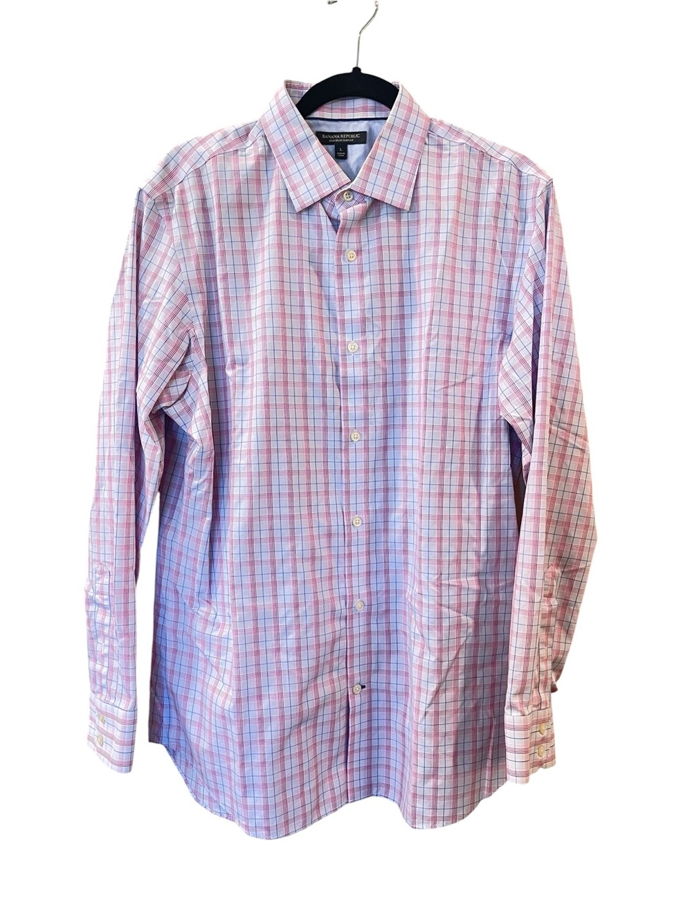 Banana Republic Men’s Plaid Button-Up Slim Fit Shirt Red Blue & White Size Large